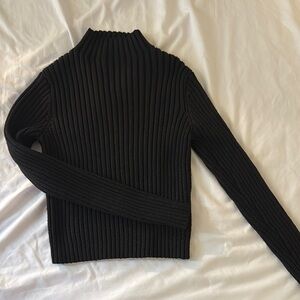 SHEIN Black Ribbed Cowl Neck Sweater